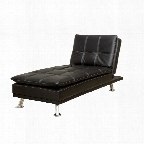 Furniture Of America Ralston Tufted Leather Chaise Lounge In Black