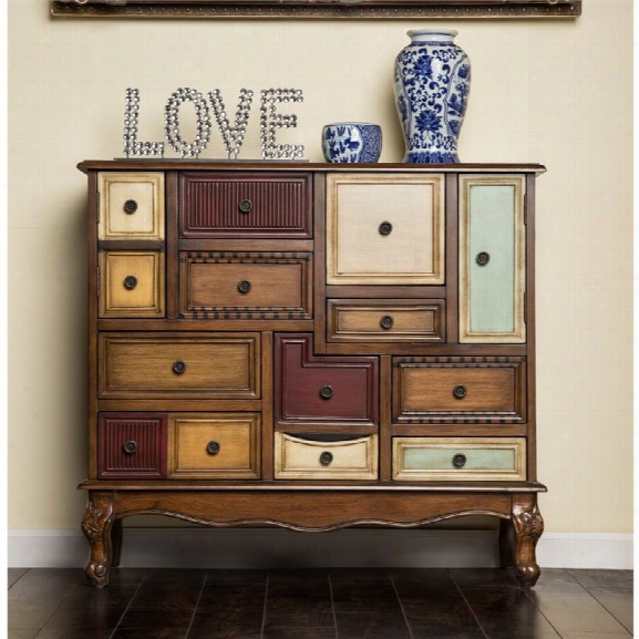 Furniture Of Ameri Ca Whitney 9 Drawer Accent Chest In Antique Walnut