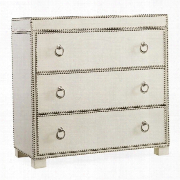 Hooker Furniture 3-drawer Nailhead Leather Accent Chest In White