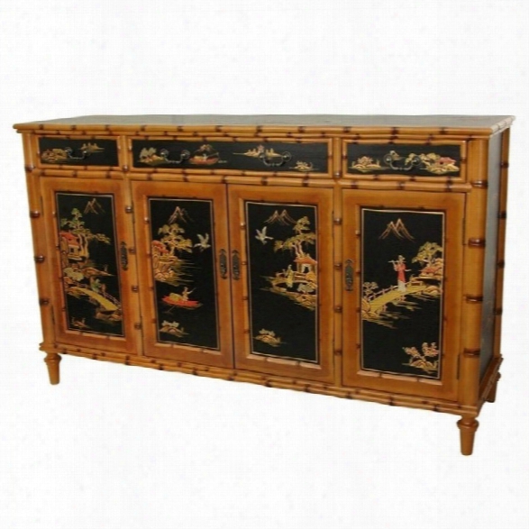 Oriental Furniture 60 Ching Hall Accent Chest In Black