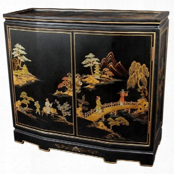 Oriental Furniture Japanese Slant Front Accent Chest In Black
