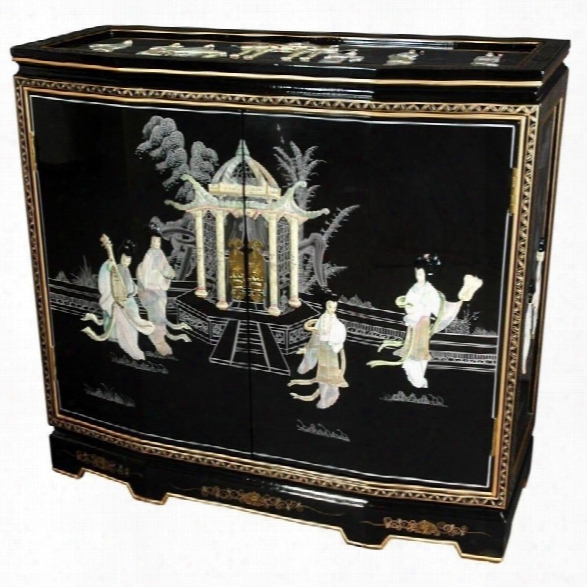 Oriental Furniture Ladies Design Slant Front Accent Chest In Black