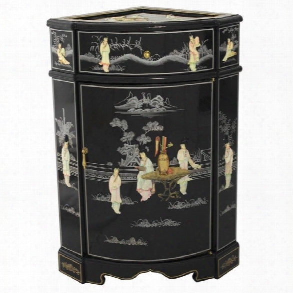 Oriental Furniture Small Corner Accent Chest In Black