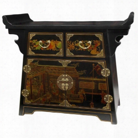 Oriental Furniture Village Life Altar Accent Chest In Black