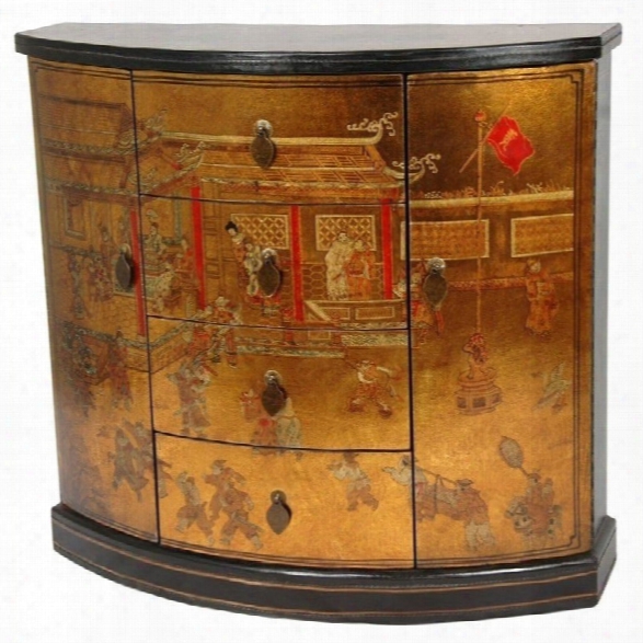 Oriental Furniture Village Market Accent Chest In Gold