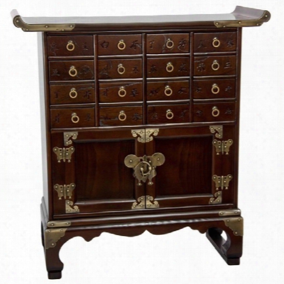 Oriental Korean 16 Drawer Medicine Accent Chest In Rosewood