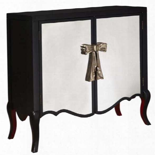 Pulaski Gigi Bow Handle Mirrored Door Accent Chest In Deep Black