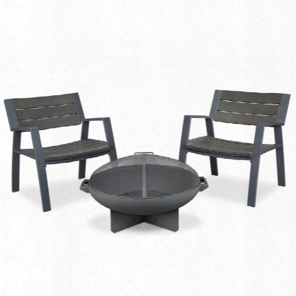 Real Flame Anson 3 Piece Patio Fire Pit Conversation Set In Gray