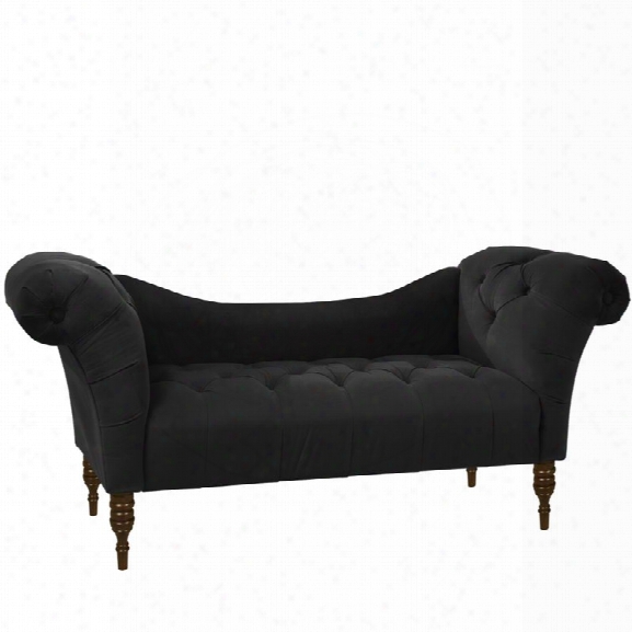 Skyline Furniture Tufted Chaise In Velvet Black