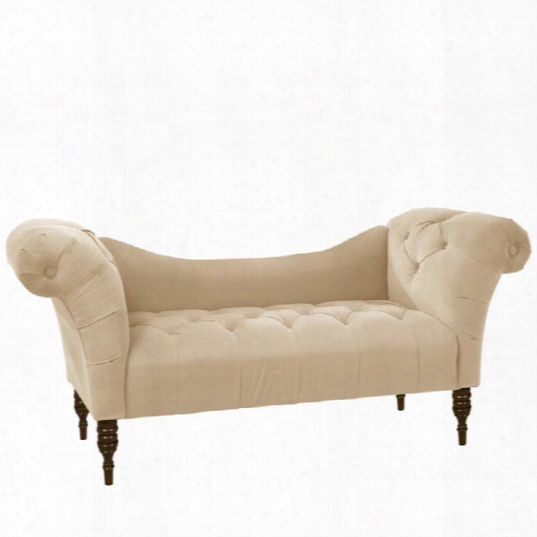 Skyline Furniture Tufted Chaise In Velvet Buckwheat