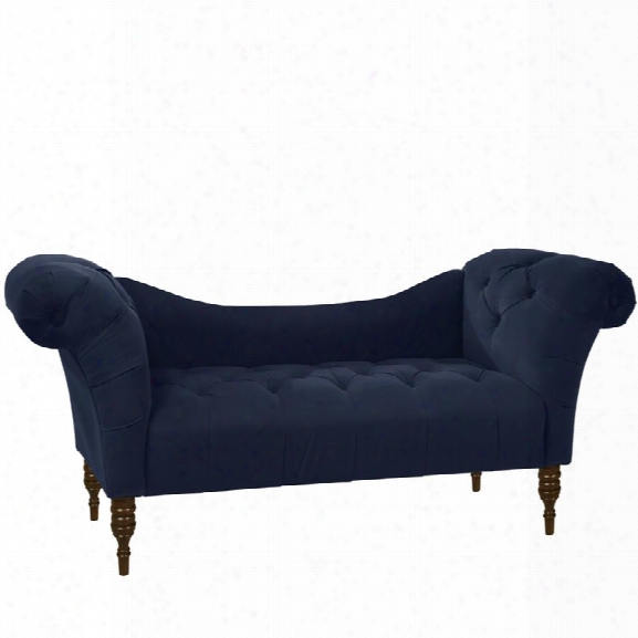 Skyline Furniture Tufted Chaise In Velvet Ink