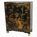 Oriental Furniture Nestling Birds Accent Chest in Black