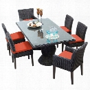 TKC Venice 7 Piece 80 Glass Top Patio Dining Set in Orange