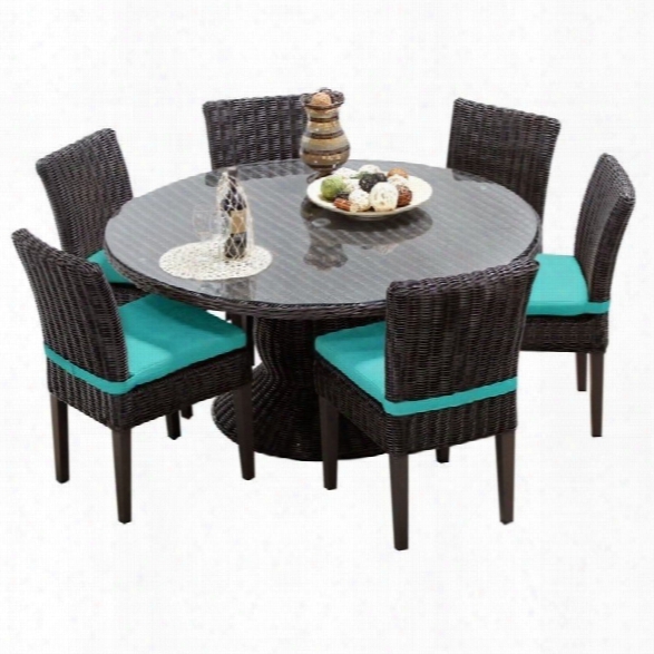 Tkc Venice 60 7 Piece Wicker Patio Dining Set In Aruba