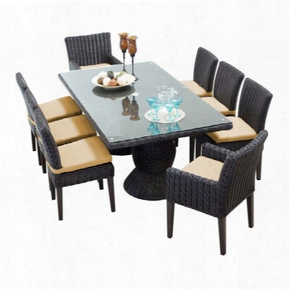 Tkc Venice 9 Piece Wicker Patio Dining Set In Sesame