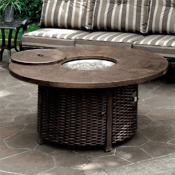 Furniture Of America Nanette Outdoor Patio Fire Pit Table In Brown