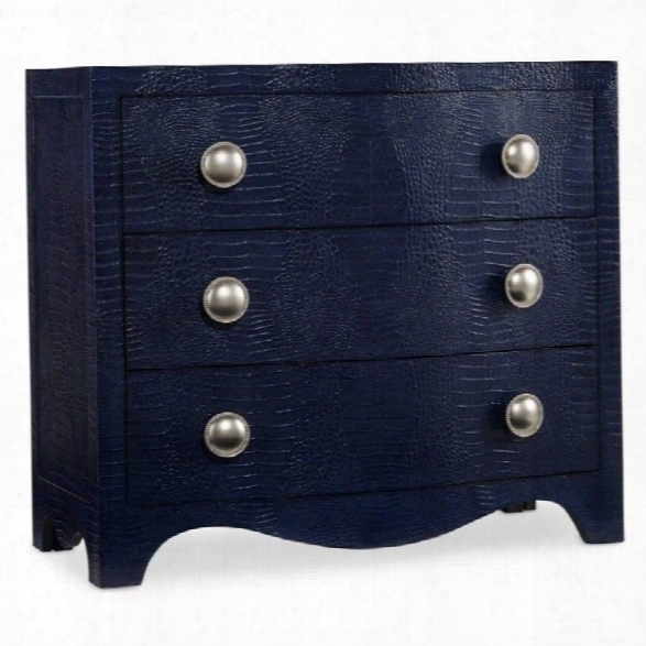 Hooker Furniture Melange 3-drawer Nile Leather Accent Chest In Midnight Blue