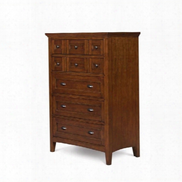 Magnussen Riley Wood 5 Drawer Chest In Cherry Finish