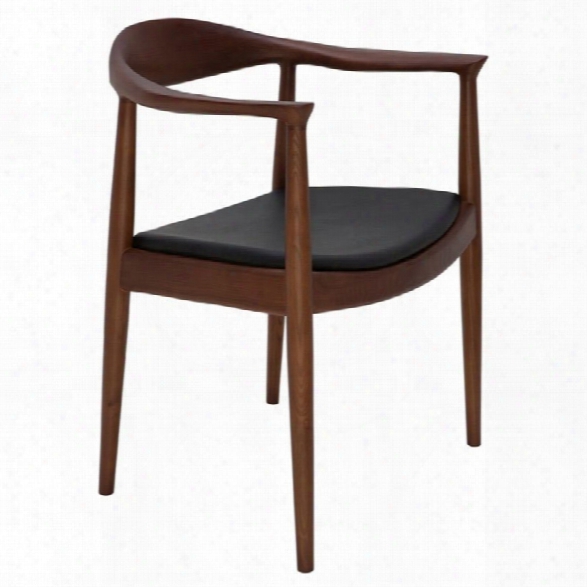 Maklaine Leather Dining Arm Chair In Black And Walnut