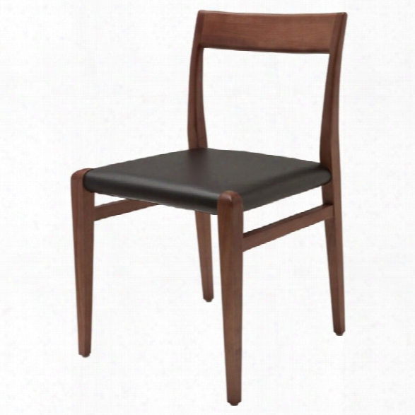 Nuevo Ameri Leather Dining Side Chair In Black And Walnut