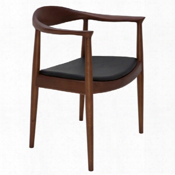 Nuevo Johan Leather Dining Arm Chair In Black And Walnut