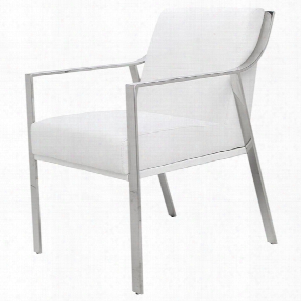 Nuevo Valentine Faux Leather Dining Arm Chair In White