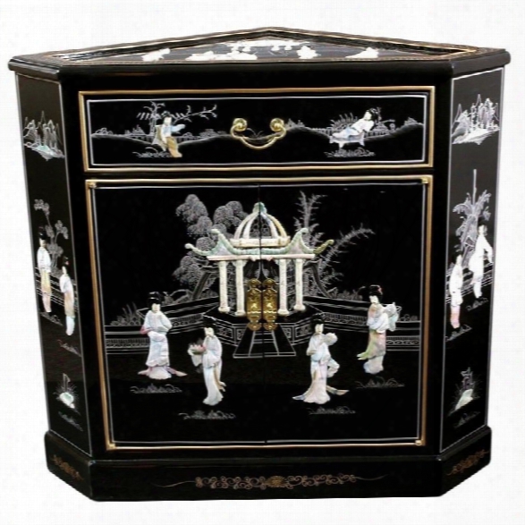 Oriental Furniture Corner Accent Chest In Black