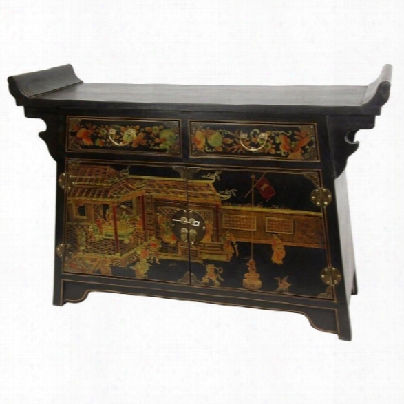 Oriental Furniture Daily Life Altar Accent Chest In Black