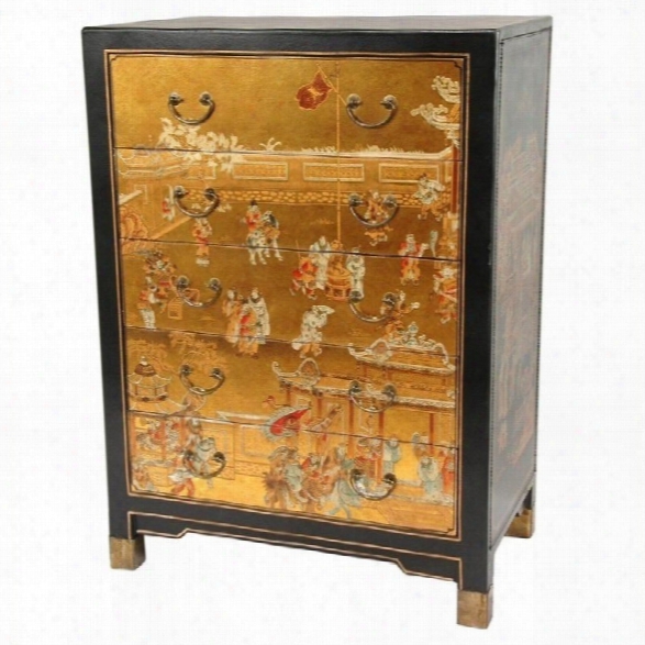 Oriental Furniture Village Life Accent Chest In Gold