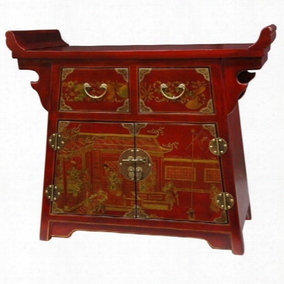 Oriental Furniture Village Life Altar Accent Chest In Red