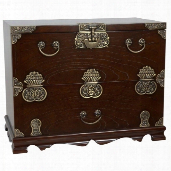 Oriental Korean Bandaji Antique Blanket Accent Chest In Rosewood