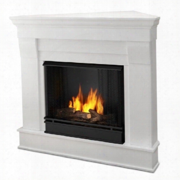 Real Flame Chateau Gel Corner Fireplace In White Finish