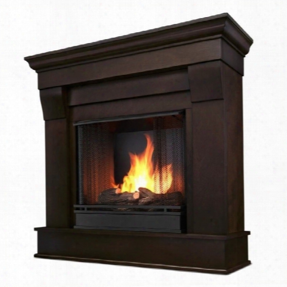 Real Flamme Chateau Ventless Gel Fireplace In Dark Walnut Finish