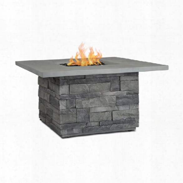 Real Flame Ledgestone Square Propane Fire Table In Gray