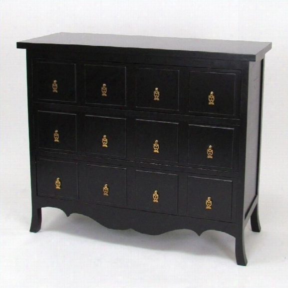 Wayborn Asian Storage 3 Drawer Accent Chest In Antique Black