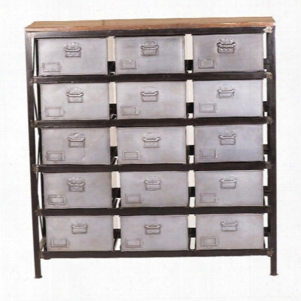 Yosemite Storage Accent Chest In Distressed Metal With Solid Mango Top