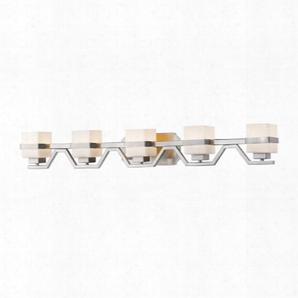 Z-lite Ascend 5 Light Vanity Light In Matte Opal And Brushed Nickel