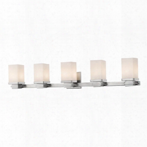 Z-lite Avige 5 Light Vanity Light In Matte Opal And Brushed Nickel