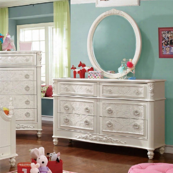 Furniture Of America Aneissa Princess Dresser With Mirror In White