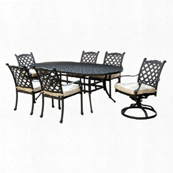 Furniture Of America Gamilt 7 Piece Metal Patio Dining Set In Black