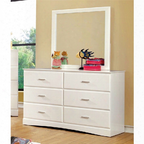 Furniture Of America Geller 6 Drawer Dresser And Mirror Set In White