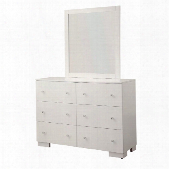 Furniture Of America Marsh 6 Drawer Dresser And Mirror Set In White