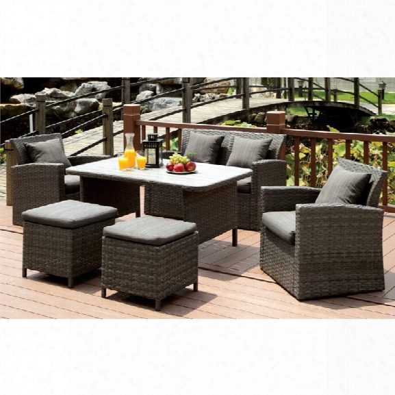 Furniture Of America Vorelli Modern 6 Piece Patio Seating Set In Gray