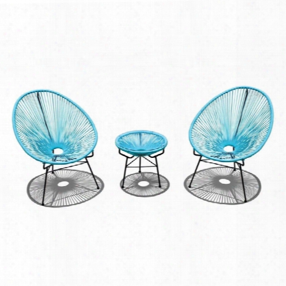 Harmonia Living Acapulco 3 Piece Patio Bistro Set In Glacier Blue