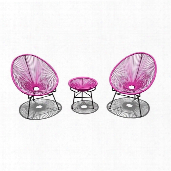 Harmonia Living Acapulco 3 Piece Patio Bistro Set In Hot Pink