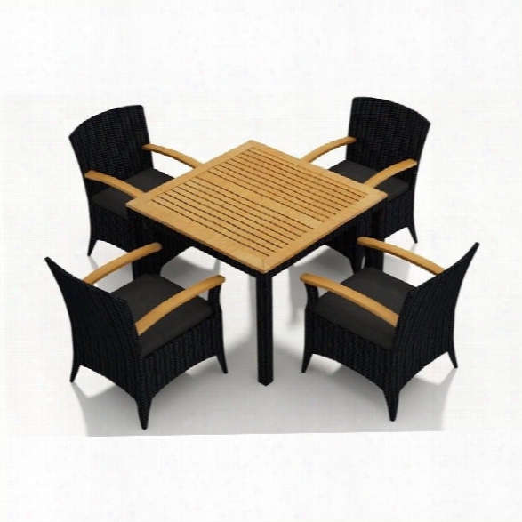 Harmonia Living Arbor 5 Piece Square Patio Dining Set In Charcoal