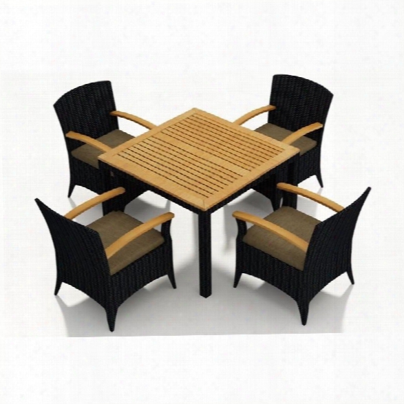 Harmonia Living Arbor 5 Piece Square Patio Dining Set In Heather Beige