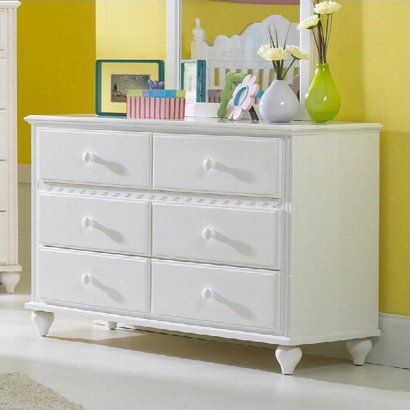 Hillsdale Lauren 6 Drawer Double Dresser In White