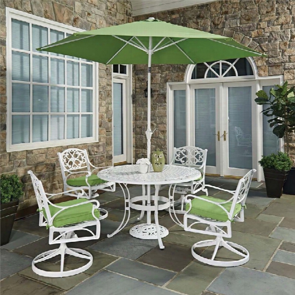 Home Styles Biscayne 7 Piece 48 Round Patio Dining Set In White