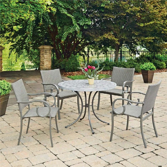 Home Styles Capri 5 Piece 41 Round Round Patio Dining Set In Gray